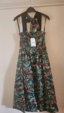 L.K. BENNETT Halter Neck Midi Dress Floral-US Size 12 (UK 16) NWT