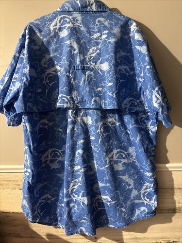 Cabelas Shirt XL Vented Shirt All Over Patterns Sailfish Cabela's Logos - Picture 4 of 4