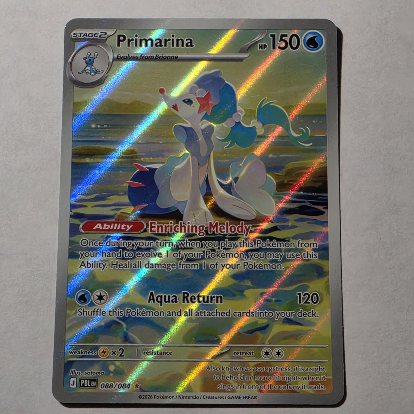Pokemon TCG- Primarina - 088/084 - ME05: Pitch Black (ME05) Illustration Rare NM