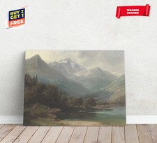 Vintage Victorian Mountain Landscape Canvas Print Poster Home Decor