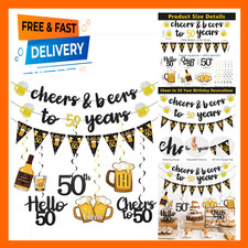 Black Gold 50th Birthday Decorations for Men and Women Party Supplies, Cheers