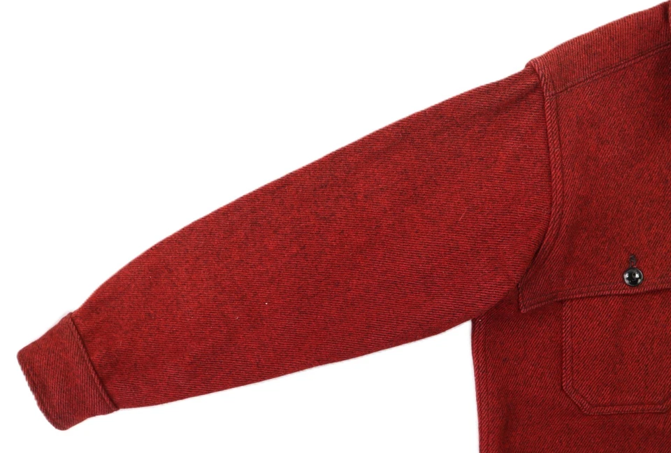 VTG LL BEAN USA Men’s Large Red Field Shirt Tweed Wool Striped Jacket Top - Image 3 of 4