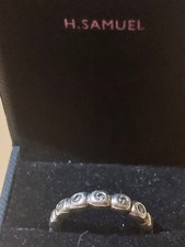 H Samuel Sterling Silver Bubble Ring Clear Stones Size 56 Bnw Boxed