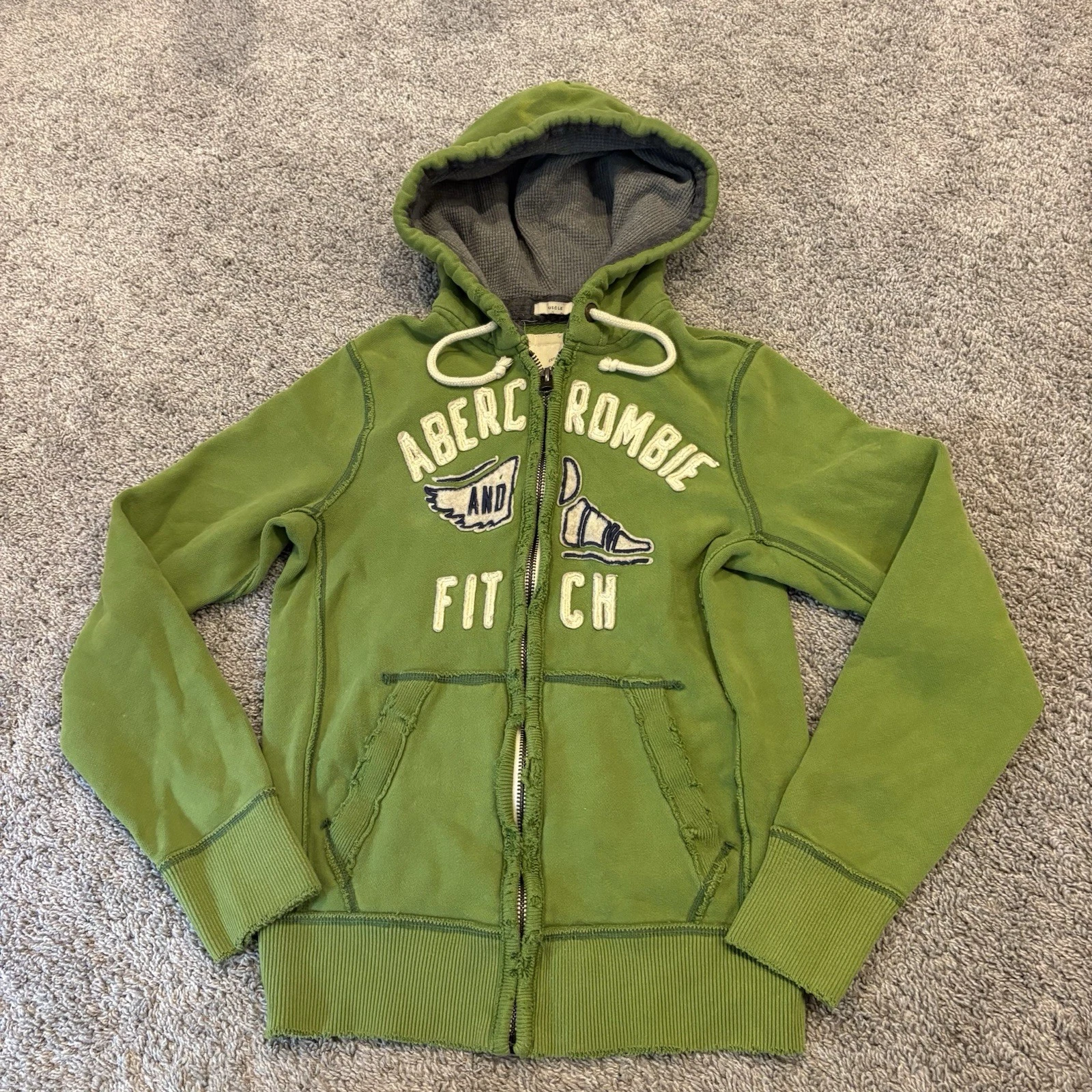 Vintage Abercrombie & Fitch Full Zip Hoodie Green Muscle Heavyweight Waffle Knit
Opens in a new wind