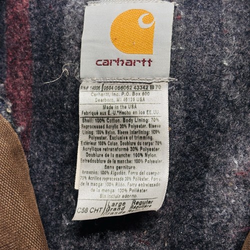 Vintage Carhartt C58 CHT Brown Blanket Lined Chore Barn Jacket Size L Heavy - Picture 4 of 10