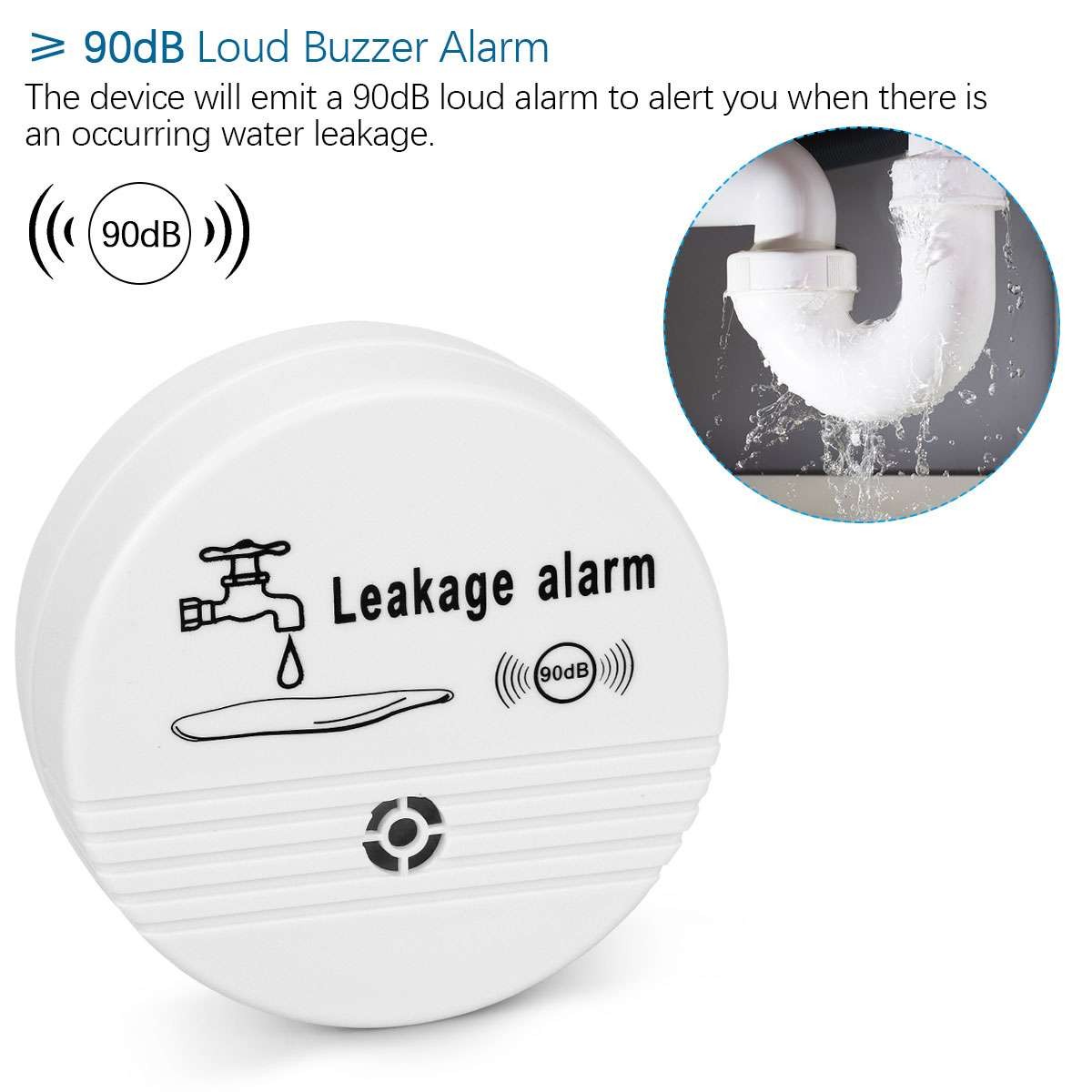 Intelligent Water Leak Detector Alarm 90dB Voice Water Leak Sensor Flood Alert