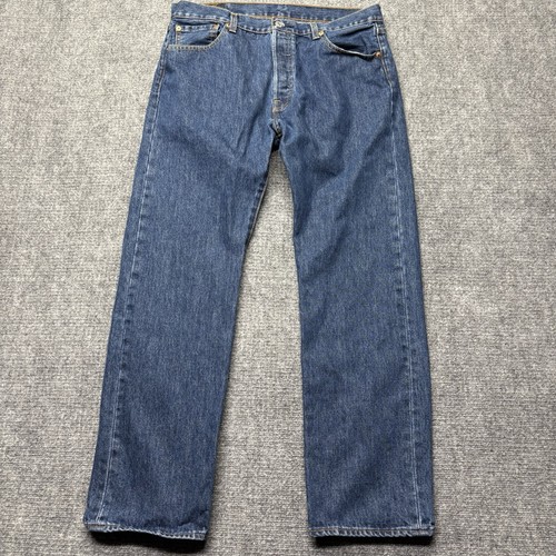 Jeans Levis 501 uomo 35x30 blu bottoni dritti mosca 100% cotone denim