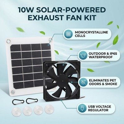 6V 10W Solar Power Panel Exhaust Fan Solar Powered Air Extractor Fan Ventilation
