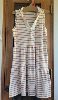 Nautica Jeans Ladies' Tiered Almond/Ivory Sleeveless Dress | Size Medium NWT