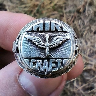 Superbe Bague US WW2 Air Craft Ring Sterling Flying USAAF Normandie 1944