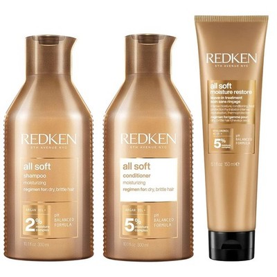 Redken All Soft Shampoo 300ml + Conditioner 300ml + Moisture Restore 150ml Set