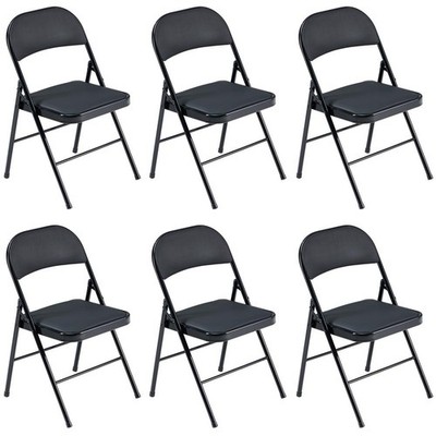 6 Pack Metal Folding Chair with Padded Seat for Home Event Wedding Party Office