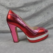 Terry De Havilland Luna Leather Metallic Disco platform block heels Size 39 UK 6