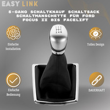 Schaltsack mit Schaltknauf Schalthebel Für Ford Focus II Fiesta VI 5-Gang Chrom