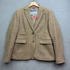 Joules Parade Jacket UK 10 Brown BRONTE Blazer Tweed Herringbone Hacking Country
