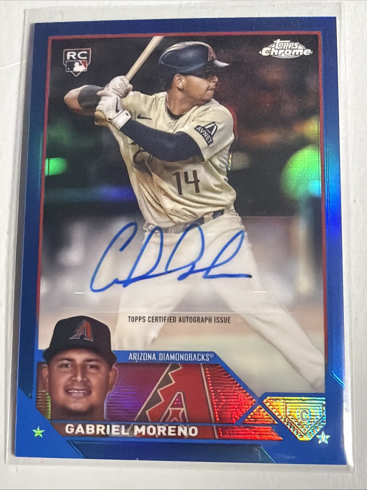 2023 Topps Chrome RC AUTO Gabriel Moreno BLUE REFRACTOR /150 Rookie Arizona