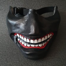 Zipper Mouth Anime Mask Black Cosplay Face Armor Ghoul Halloween Costume Prop