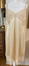 JC Penney Full Slip Size 42 Beige Antron III Nylon Lace Vintage