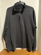 Van Heusen Men's Cotton Blend 1/4 Zip Long-Sleeve Pullover Shirt Dark Gray Sz L