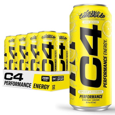 C4 Energy Drink, Lemonade Limited Edition Carbonated, Sugar Free Pack of 12