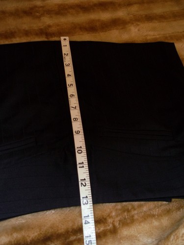 Black vintage pin stripe mini skirt with white vertical measuring tape, Sz 6, MADE IN USA, NWT $108.