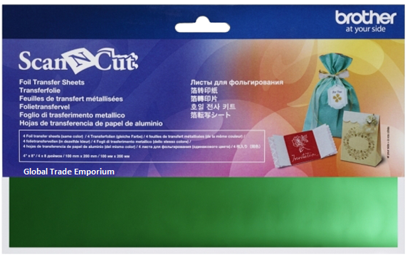 BROTHER Scan N Cut - GREEN FOIL - 4 Sheets 10cm x 20cm - Brand New - CAFTSGRN1