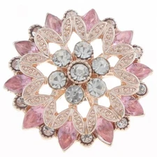 Snap Jewelry Rhinestone Rose Flower Gold Base 18-20mm Fits Ginger Style Charm N