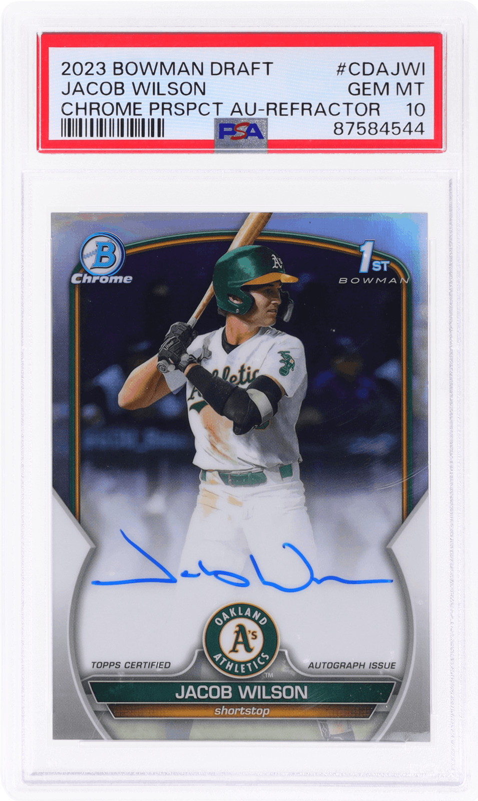 2023 Bowman Draft Jacob Wilson Chrome Auto Refractor #CDAJWI /499 PSA 10