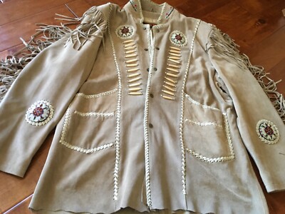 3B West by Tansmith Beige Leather, Native type beaded, fringed 