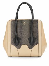 Pour La Victoire Plv Butler Stingray Embossed Black Nude Leather Tote Purse Nwot