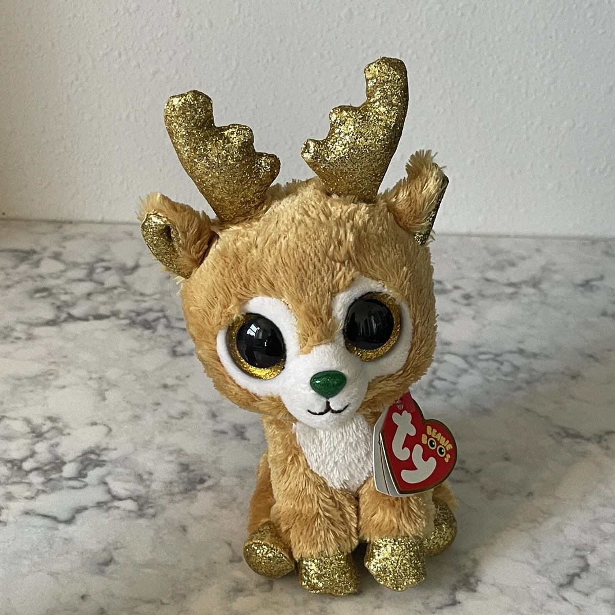 Ty Beanie Boos Glitzy The Reindeer Plush Stuffed Animal Toy NWT