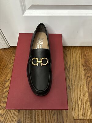 New Salvatore Ferragamo ROLO Black Leather Mens Loafers 7 EE  display picture 2