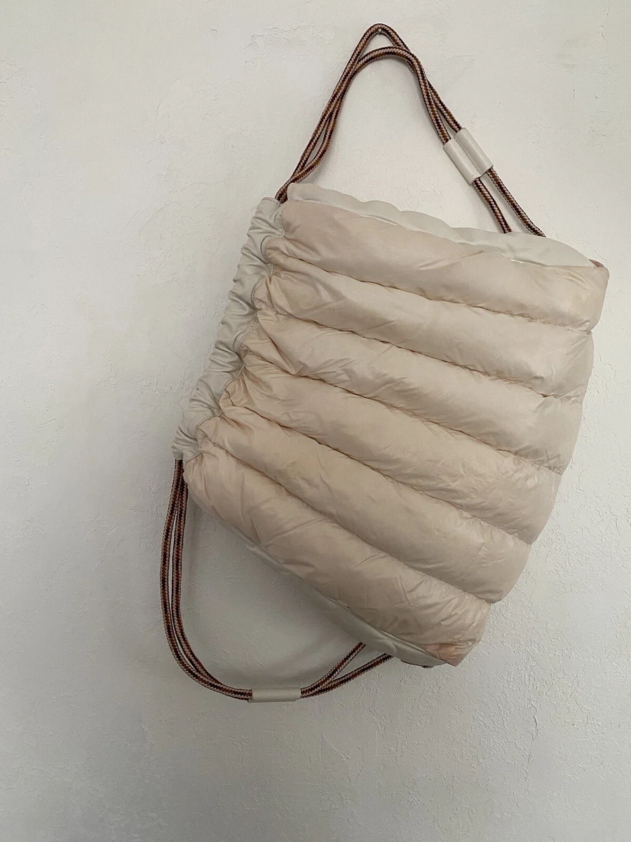 MONCLER Seashell Backpack Down Puffer Bag White Leather