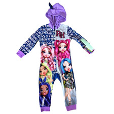 New Girl's Rainbow High One Piece Zip Up Sleeper Pajamas size XS 4/5