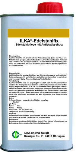ILKA Edelstahlfix schützt Edelstahl vor Neuverschmutzung antistatisch 1 Liter