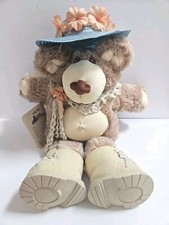 Vintage 22 Inch Hattie Furskins Teddy Bear With Story Book, Xavier Roberts, 1984
