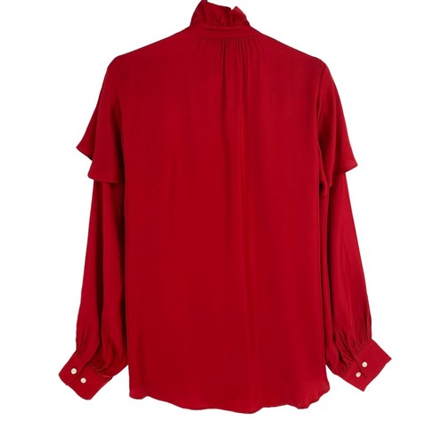 GANT Rosso Increspatura Camicetta Taglia Eu 36 UK 8 USA 6 - Foto 3 di 12