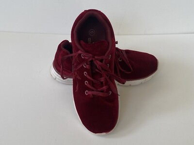 Gears by Dream Seek Girls Size 6 Red Velvet Sneakers Lace Up Shoes Flowers