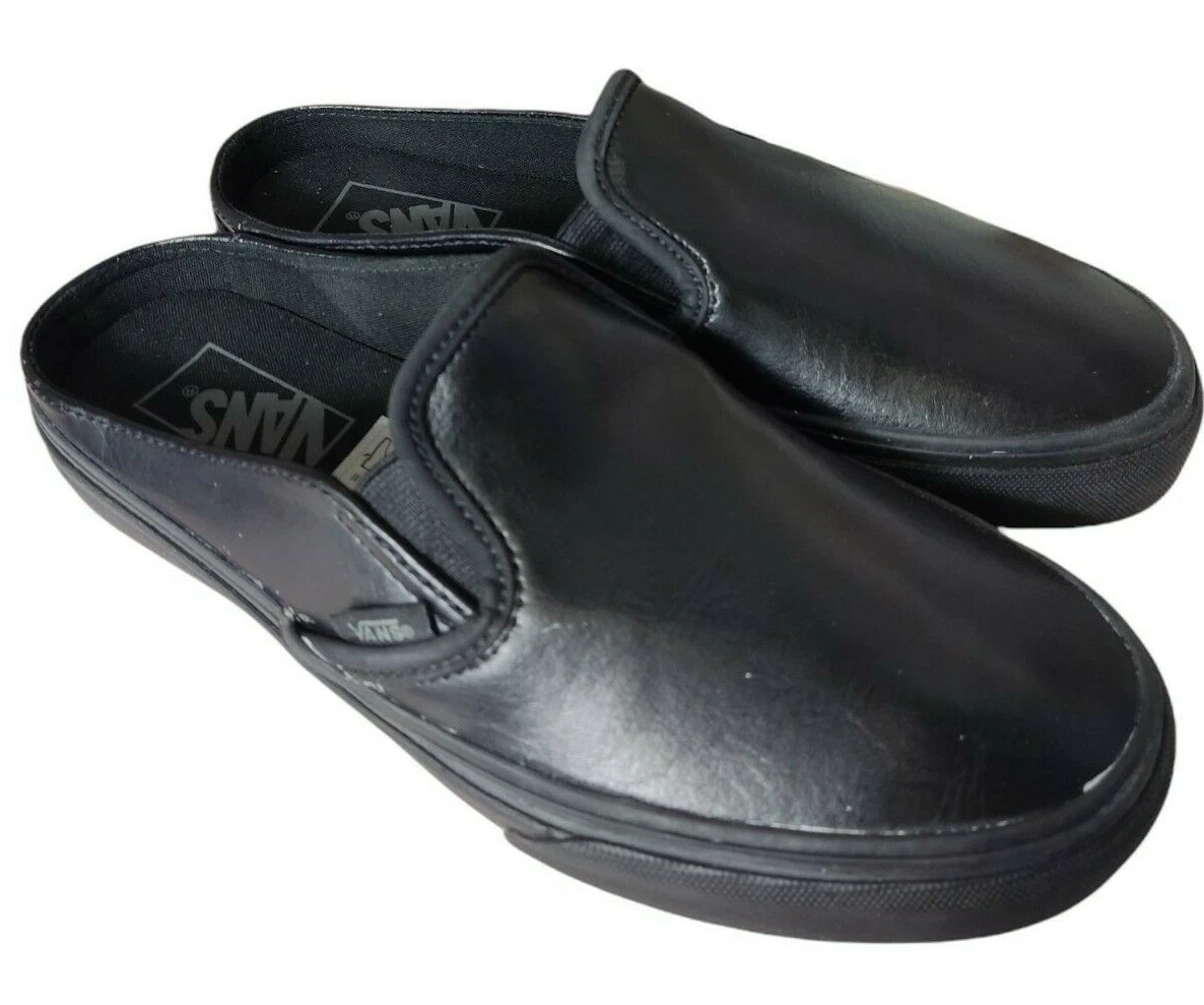 Anklage Tøj Frugtbar Vans classic slip on mule black leather open back size 4.5 uk new | eBay