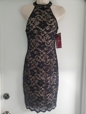 Emerald Sundae Black Midi Dress Womens Halter Lace Sleek