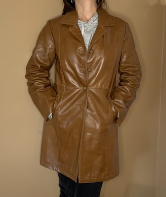 Manteau veste en cuir véritable italien trench vera pelle selle