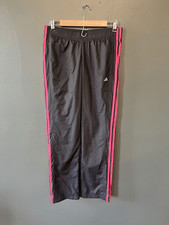 Adidas Womens SMALL S Sweatpants Black Pink 3 Stripe Sweats
