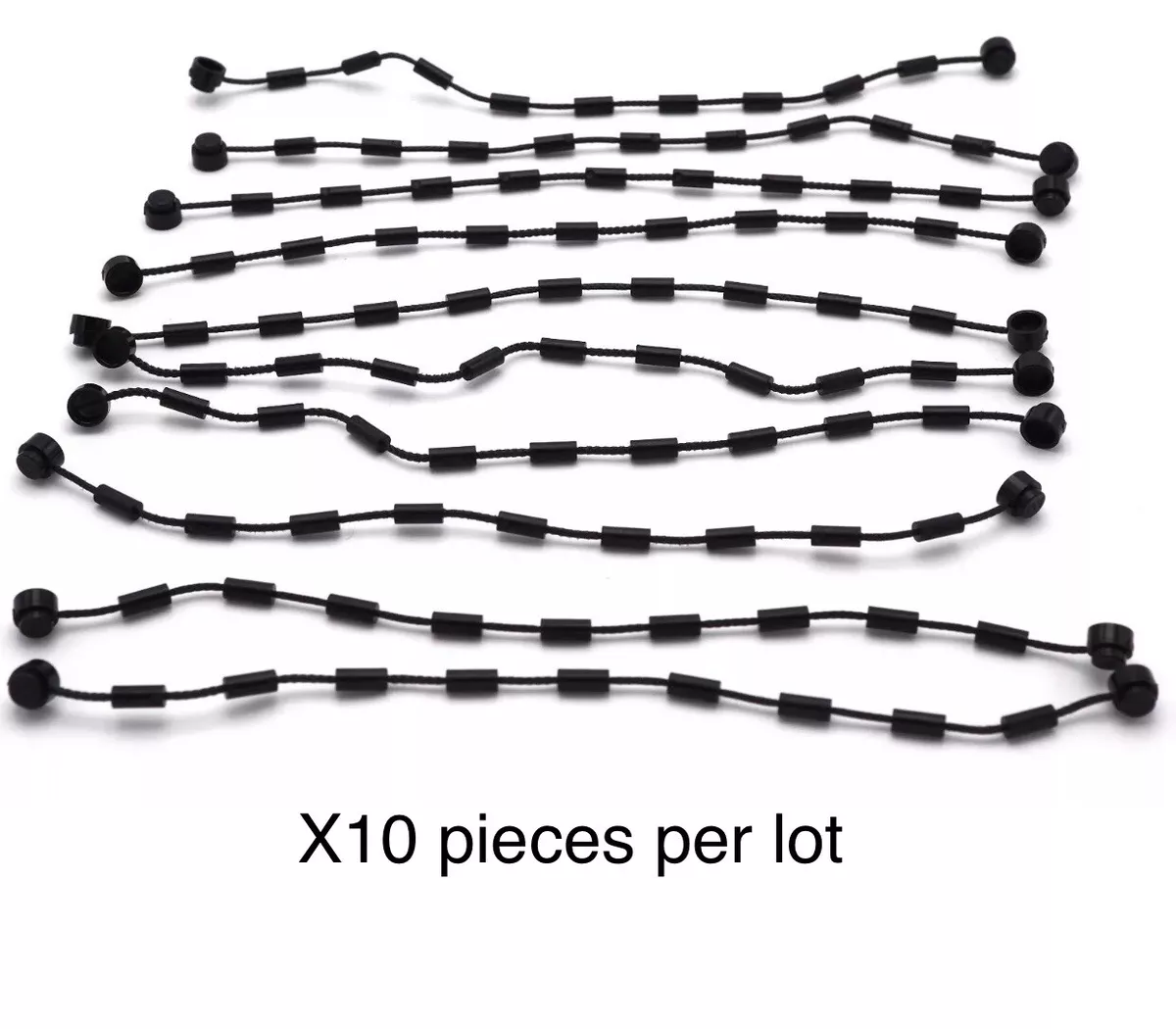 Lego 10 Black String Ropes with End Studs 21L overall with