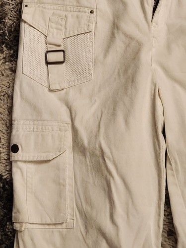 Vintage Y2K Cargo Jeans Newport News Size 6 White Pants - Picture 3 of 9