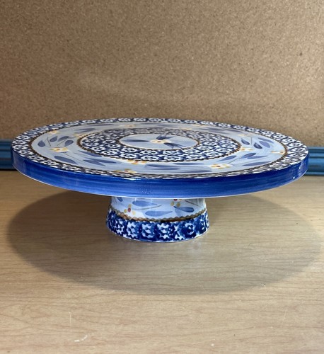 Temp-tations by Tara OLD WORLD Blue Approx 10" Pedestal Cake Stand - Picture 2 of 10
