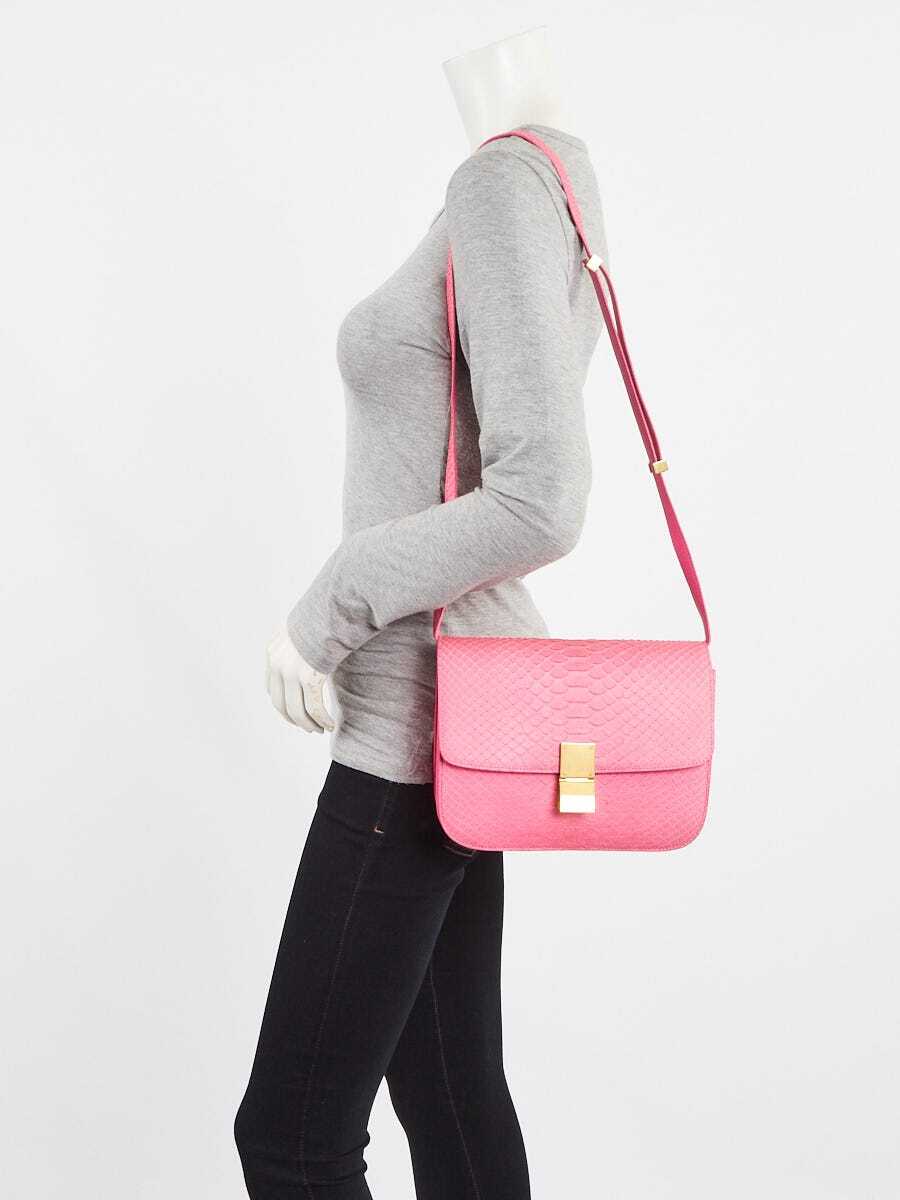 Celine Pink Python Medium Classic Box Flap Bag - image 2