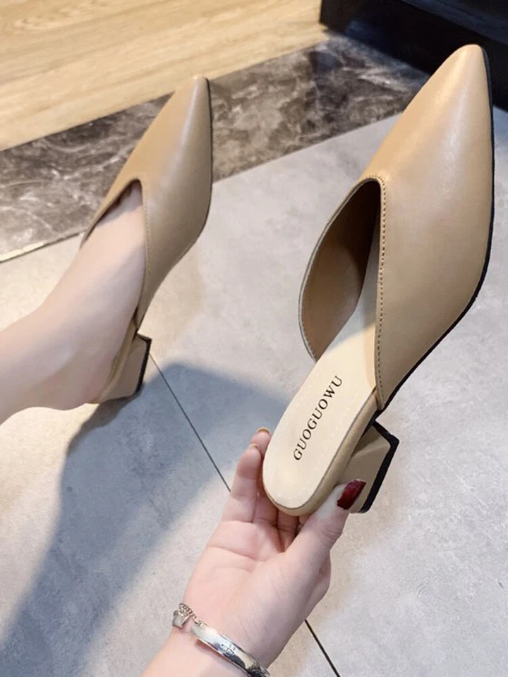 Sandalias sin cordones para mujer y dama de tacón bajo con punta Foto 4 de 4