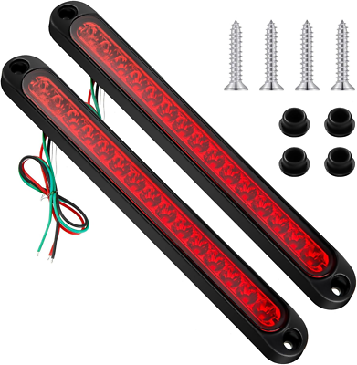 #ad 2 Pieces 10 Inch 15 LED Trailer Tail Light Bar Stop Turn Assembly Third Brake St $12.30