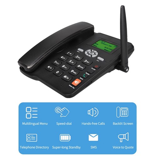 Cordless Phone Desktop Telephone Support GSM Dual SIM Card 2G Fixed Phone New - Picture 4 of 17