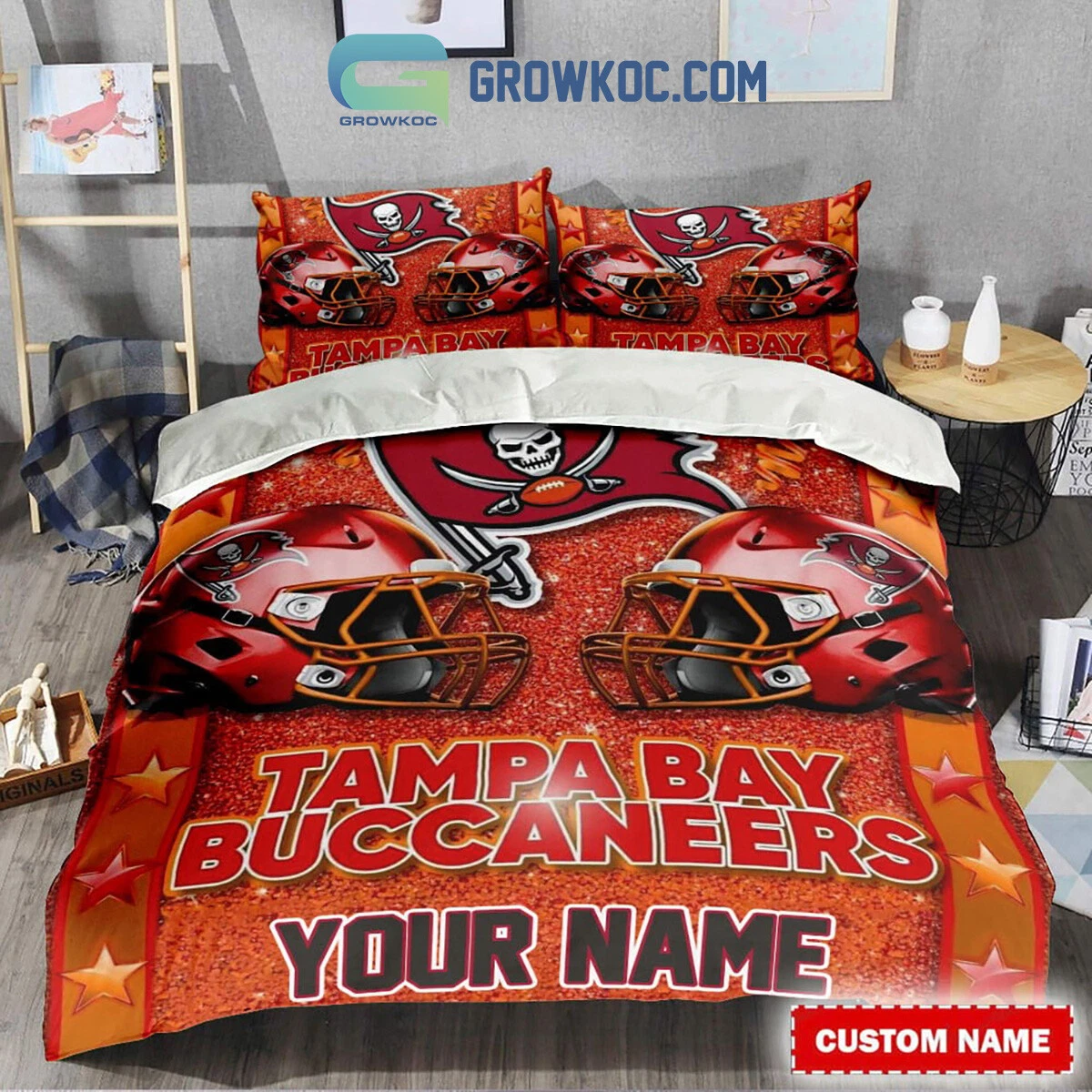 Tampa Bay Buccaneers Star Wall Personalized Fan Bedding Set